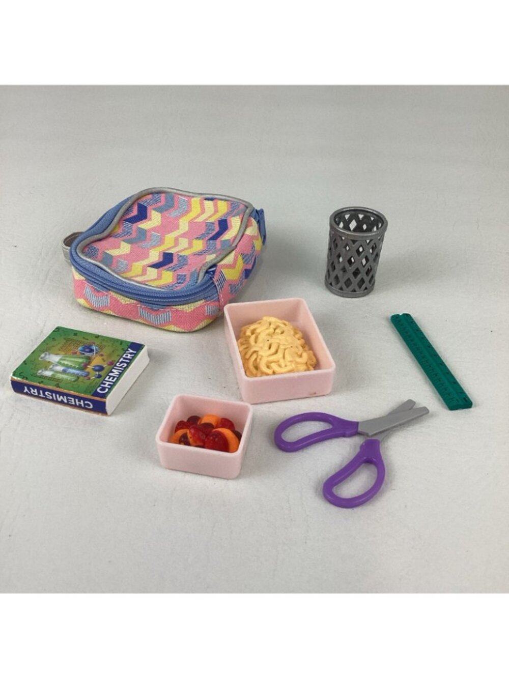 Our Generation Lunch Box School Toiletry Bag Play Food Chemistry Book 18" Doll - Picture 6 of 7